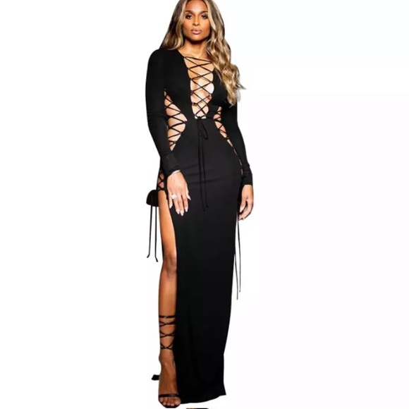 🎉New Black Backless Long Sleeve Sexy 2022 Summer Long Dress - Picture 15 of 15